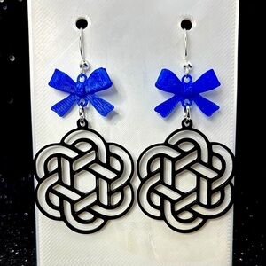 Black and Blue Knot Earrings